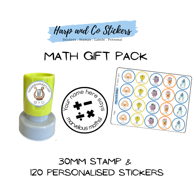 Gift Pack 30mm Stamp + 120 Stickers - Math