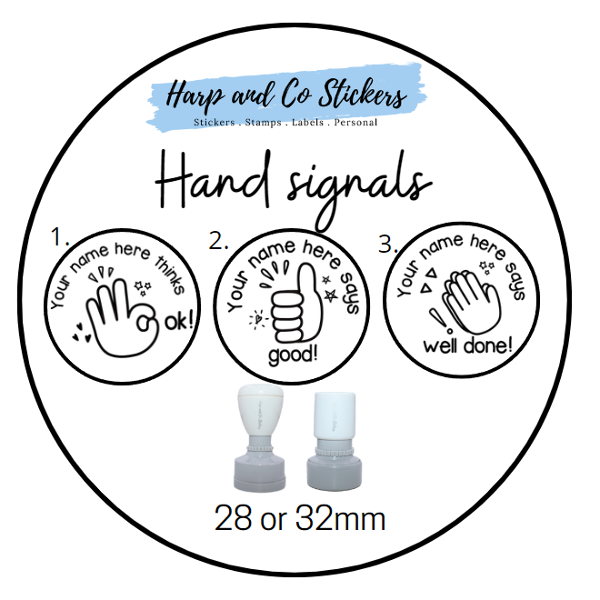 28 or 32mm Personalised Stamp Bundle - 3 Hand Signals