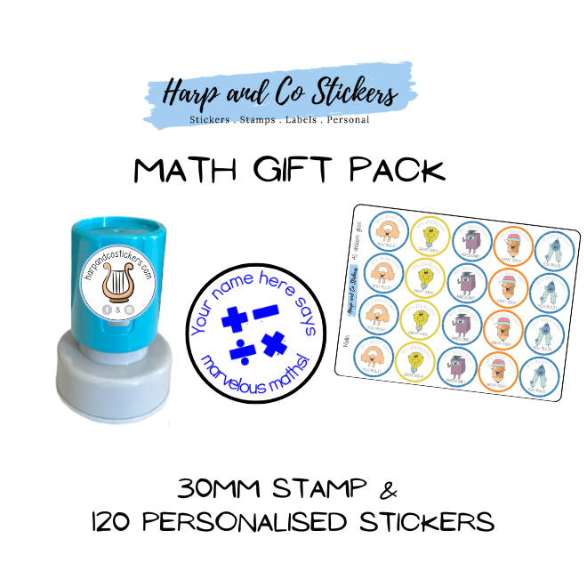 Gift Pack 30mm Stamp + 120 Stickers - Math