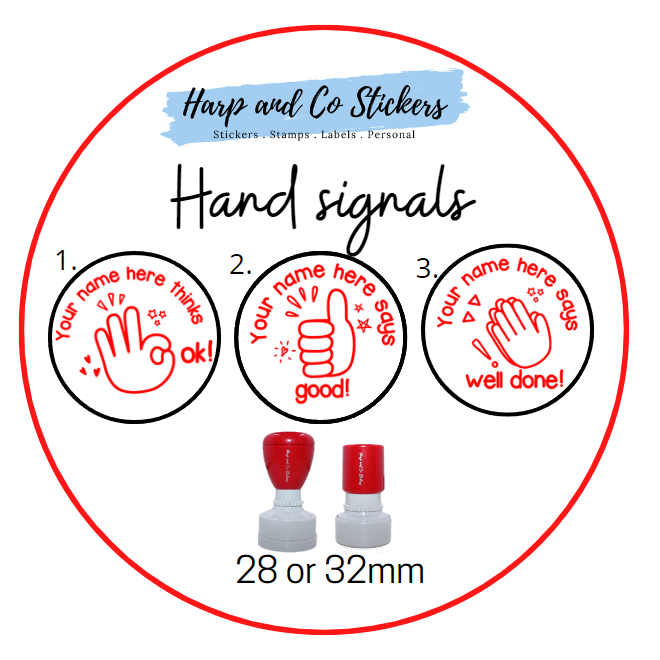 28 or 32mm Personalised Stamp Bundle - 3 Hand Signals