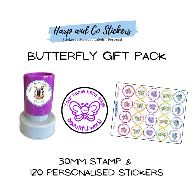 Gift Pack 30mm Stamp + 120 Stickers - Butterfly