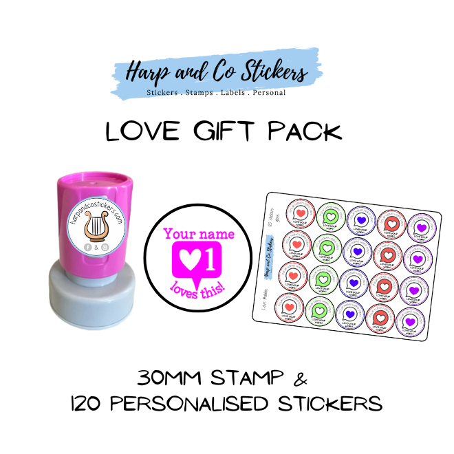 Gift Pack 30mm Stamp + 120 Stickers - Love