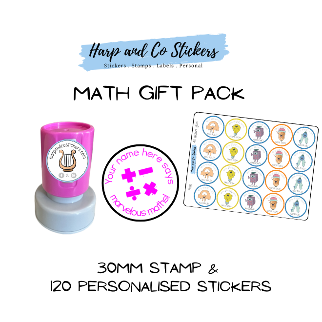 Gift Pack 30mm Stamp + 120 Stickers - Math
