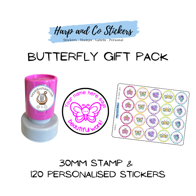 Gift Pack 30mm Stamp + 120 Stickers - Butterfly