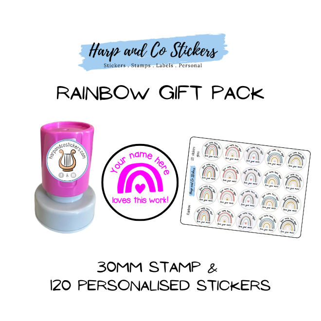Gift Pack 30mm Stamp + 120 Stickers - Rainbow
