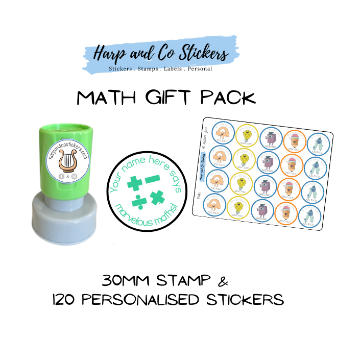 Gift Pack 30mm Stamp + 120 Stickers - Math