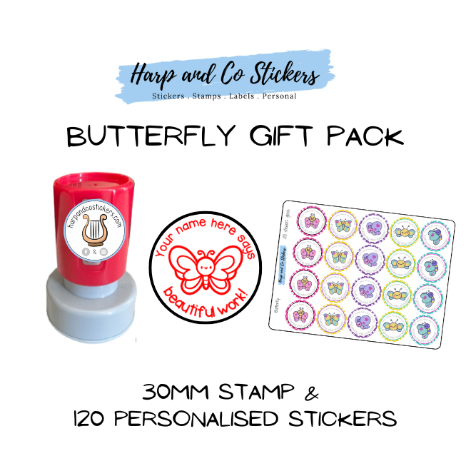Gift Pack 30mm Stamp + 120 Stickers - Butterfly