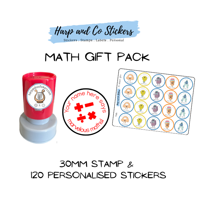 Gift Pack 30mm Stamp + 120 Stickers - Math