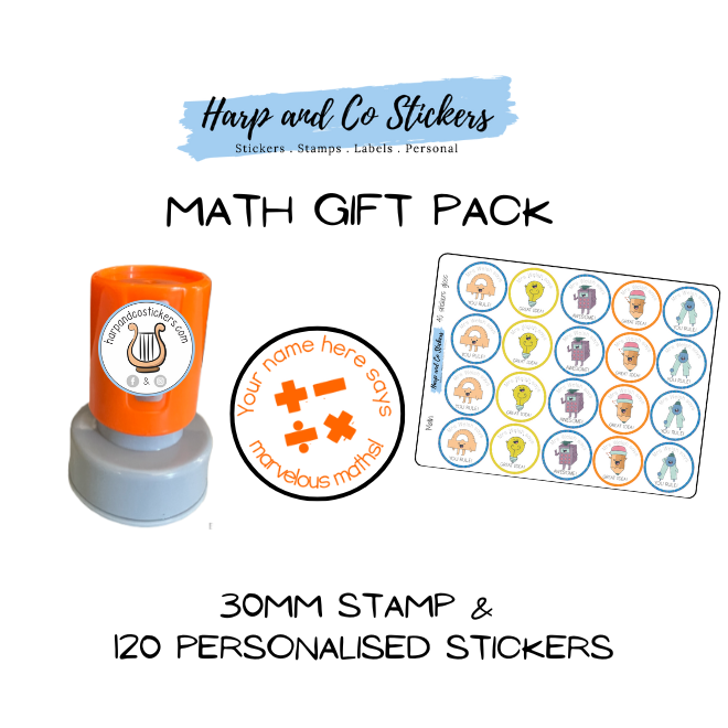 Gift Pack 30mm Stamp + 120 Stickers - Math