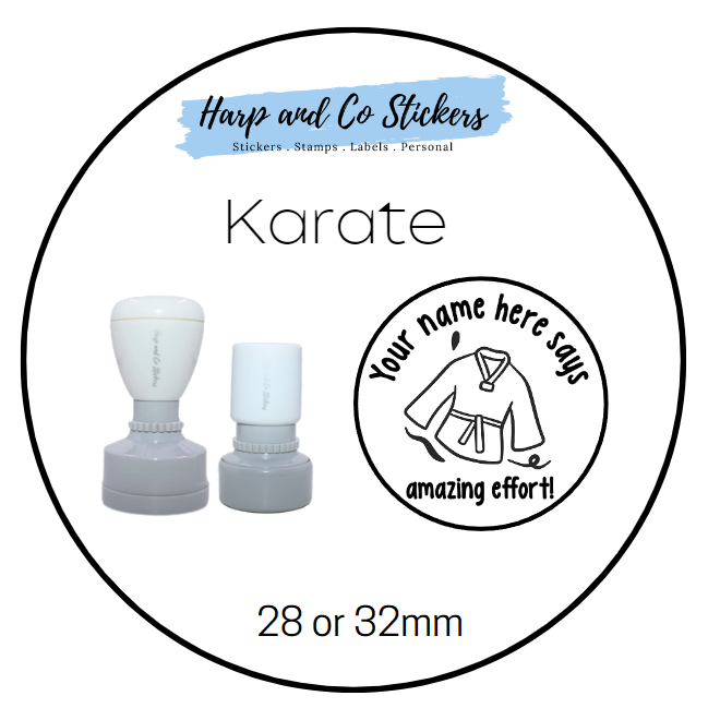 28 or 32mm Personalised Merit Stamp - Karate