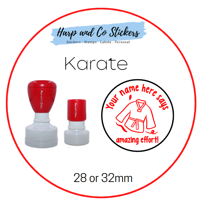 28 or 32mm Personalised Merit Stamp - Karate