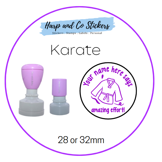 28 or 32mm Personalised Merit Stamp - Karate