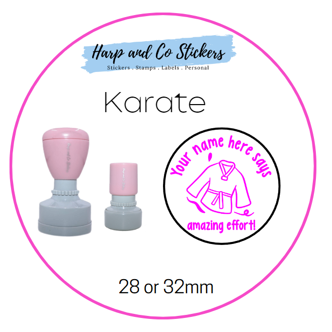 28 or 32mm Personalised Merit Stamp - Karate