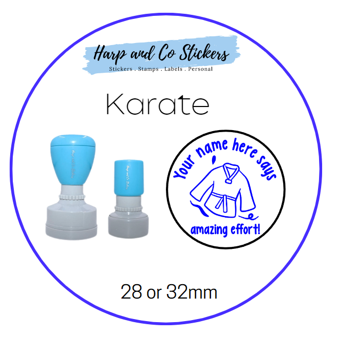 28 or 32mm Personalised Merit Stamp - Karate